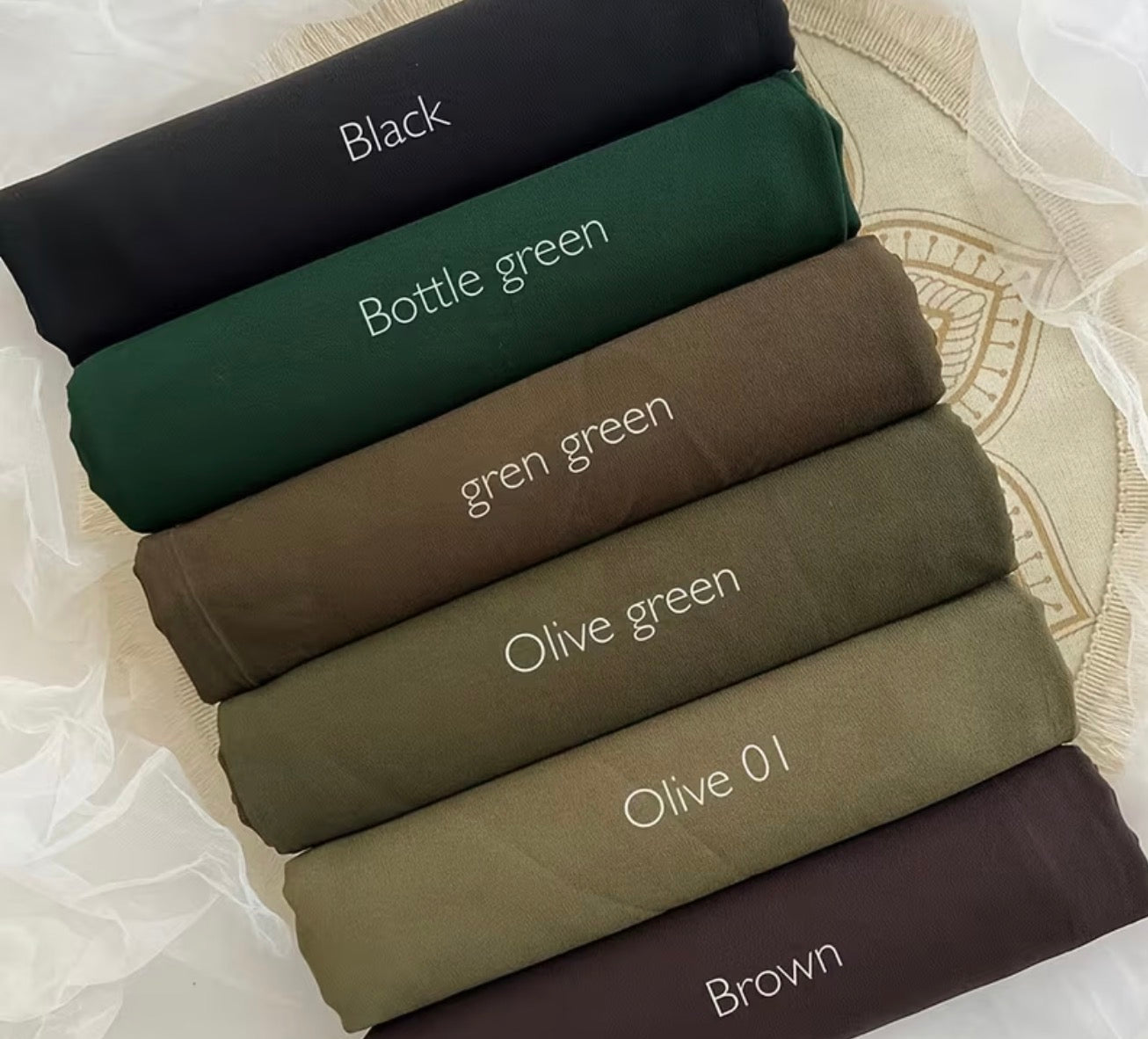 6 pièces/lot Foulard en mousseline unie pour femmes Hijab musulman